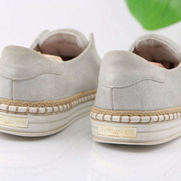 JSlides Womens Kayla Slip On Shoe Size 9 Slver Metallic Leather Sneaker Casual - Picture 5 of 12